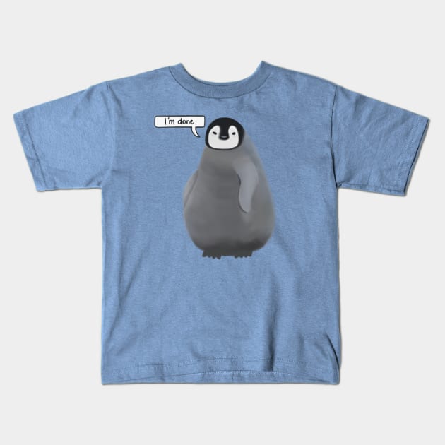 Grumpy Penguin Kids T-Shirt by awesomesaucebysandy